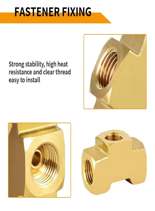 MuHize 3/16 Brake Line Tee - Upgraded 3 Way Brake Line Tee for 3/8" 24 Threads, Universal Brass 3/16 Brake Line Fitting, All 3/8" 24 threads Ports (Pack of 3） - Image 2